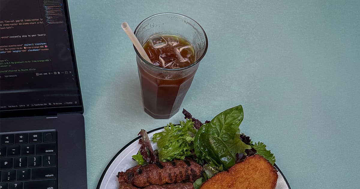 Doing some work at Doma Café in Chicago. Breakfast place with ćevapi sausage, hashbrown, and an iced americano.